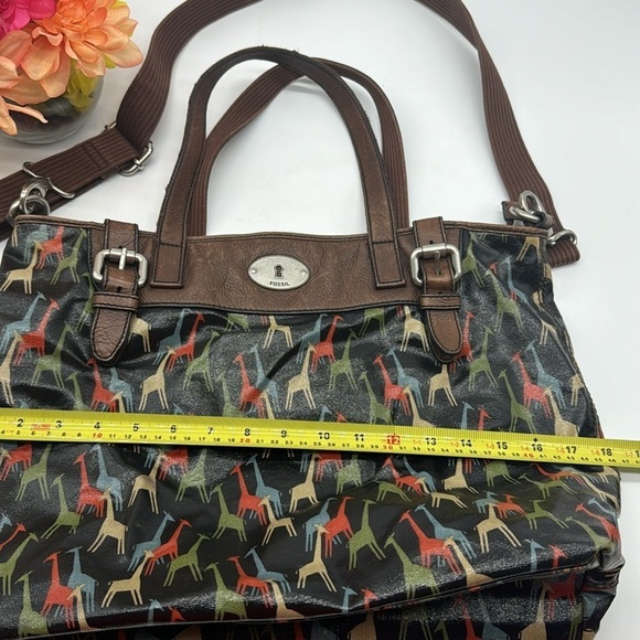 Fossil Key-Per Giraffe Theme Large Tote Bag Plastic Coated Vintage MCB6215E - Picture 5 of 13